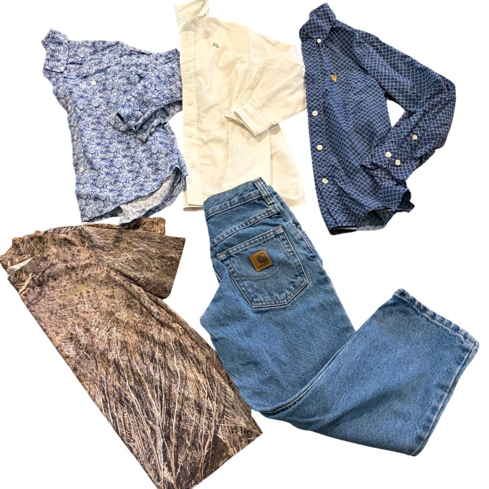 Boys Size 5-6 Clothing Lot Carhartt Jeans Cinch J Bailey Magellan Camo Shirts